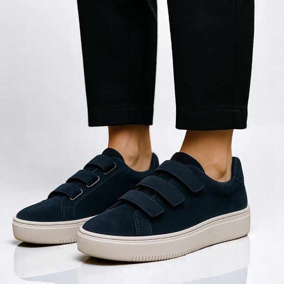 SANDRO PARIS Marine Blue Leather Suede E17 Amazing Sneakers - Picture 14 of 15